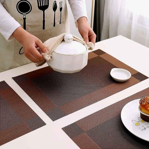 Pvc 6 pc easy to clean dining table mat by home culture