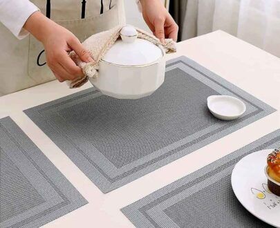 Pvc 6 pc heat resistant dining table mat by home culture