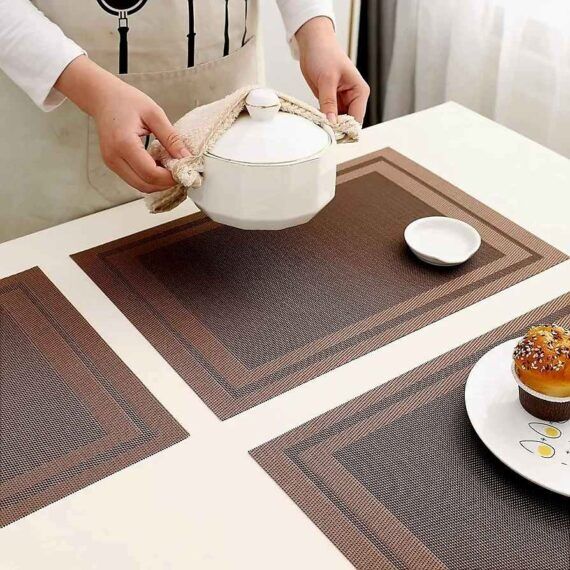 Pvc 6 pc heat resistant dining table mat by home culture